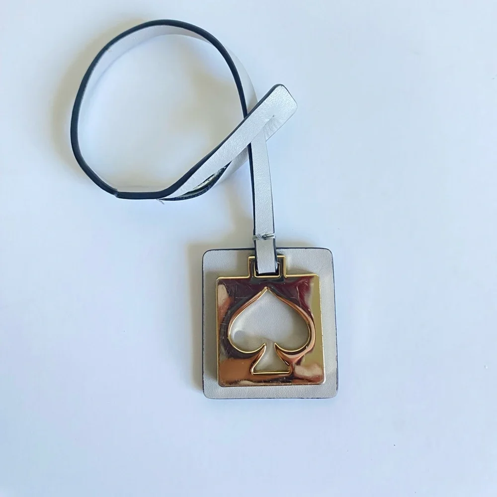 Kate Spade Vintage Leather Keychain Charm Goldtone